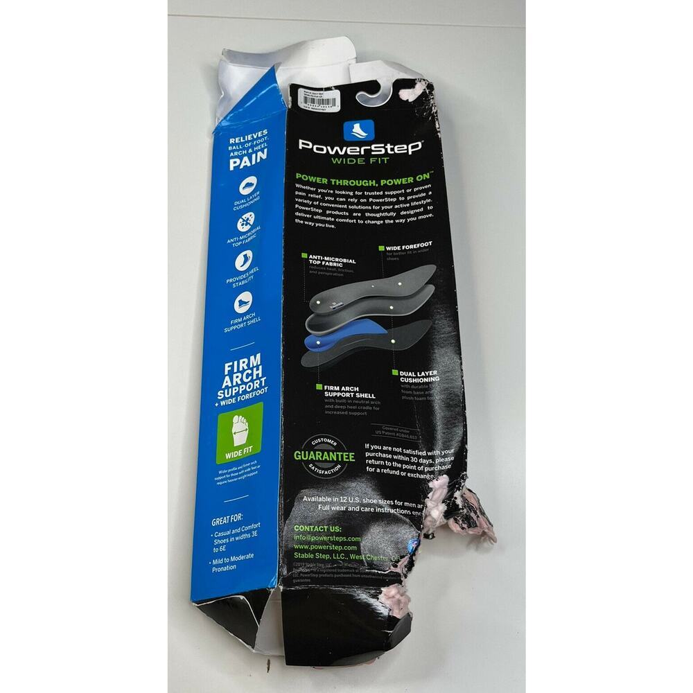 NWT Powerstep Orthopedic Insoles Men’s Gray Medium Wide Feet Full Length